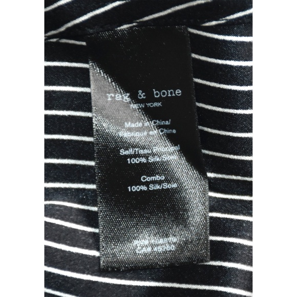 RAG & BONE NWT VICTOR SLEEVELESS 100% SILK BLACK WHITE STRIP BLOUSE. SIZE S - Picture 14 of 14